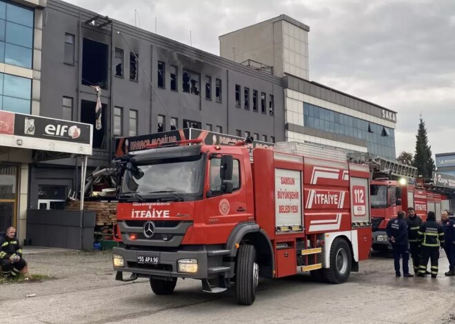 Samsun’da Mobilya İmalathanesinde Yangın Çıktı